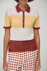 Iblues Polo Donna a costine in misto lino
