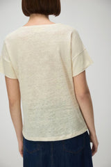 Iblues T-shirt Donna in lino spalla scesa