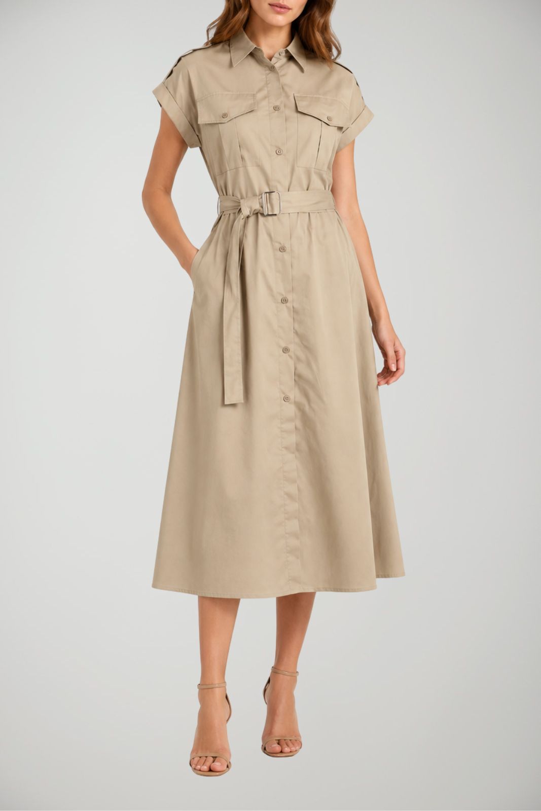 Icona Abito donna chemisier in cotone con  cintura coordinata