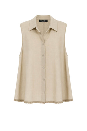 Icona Gilet Donna in Lino con Fondo Sfrangiato