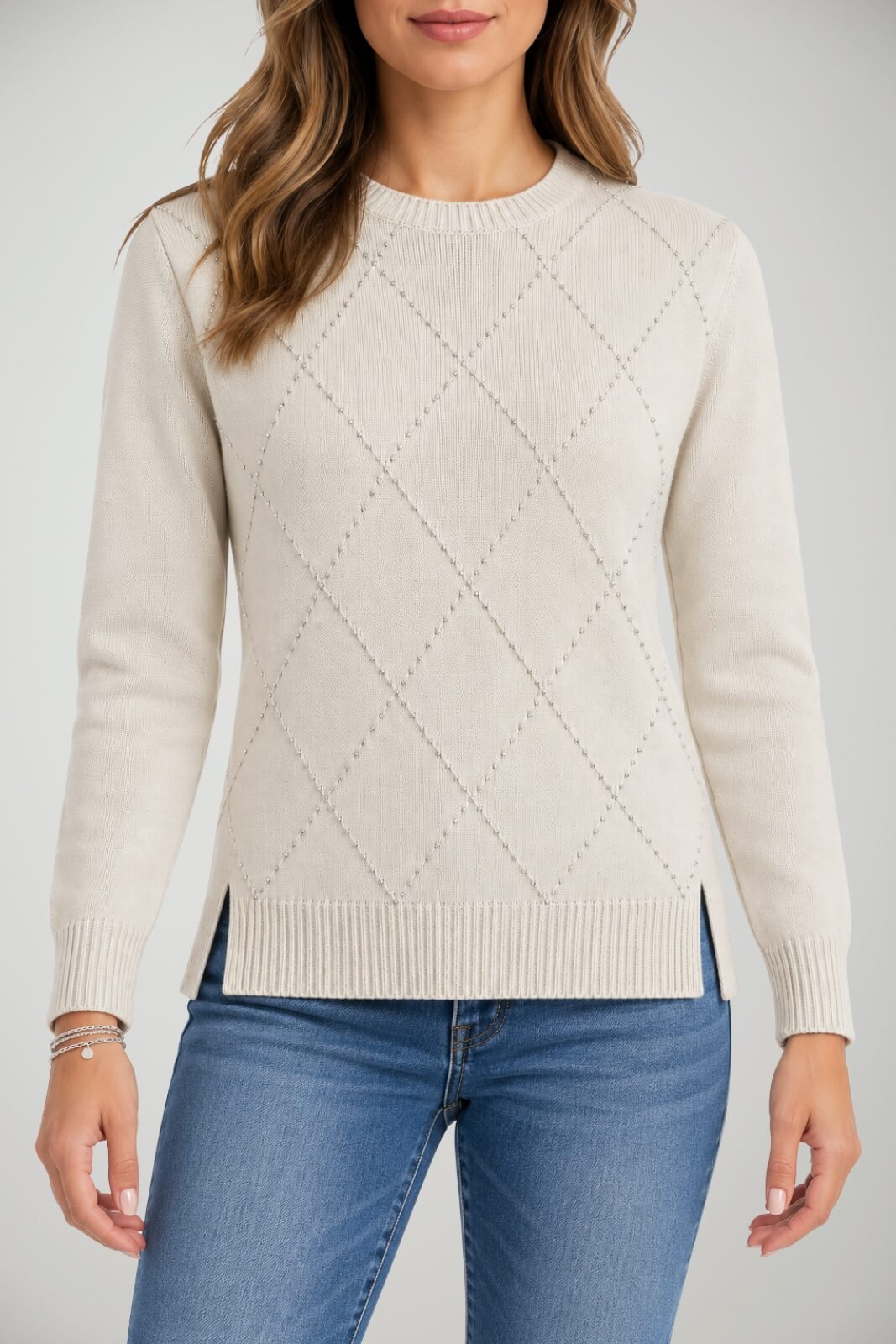 Icona Maglia Donna Fantasia Rombi con Strass