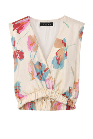 Icona Top Donna con Coulisse in Vita Fantasia Floreale