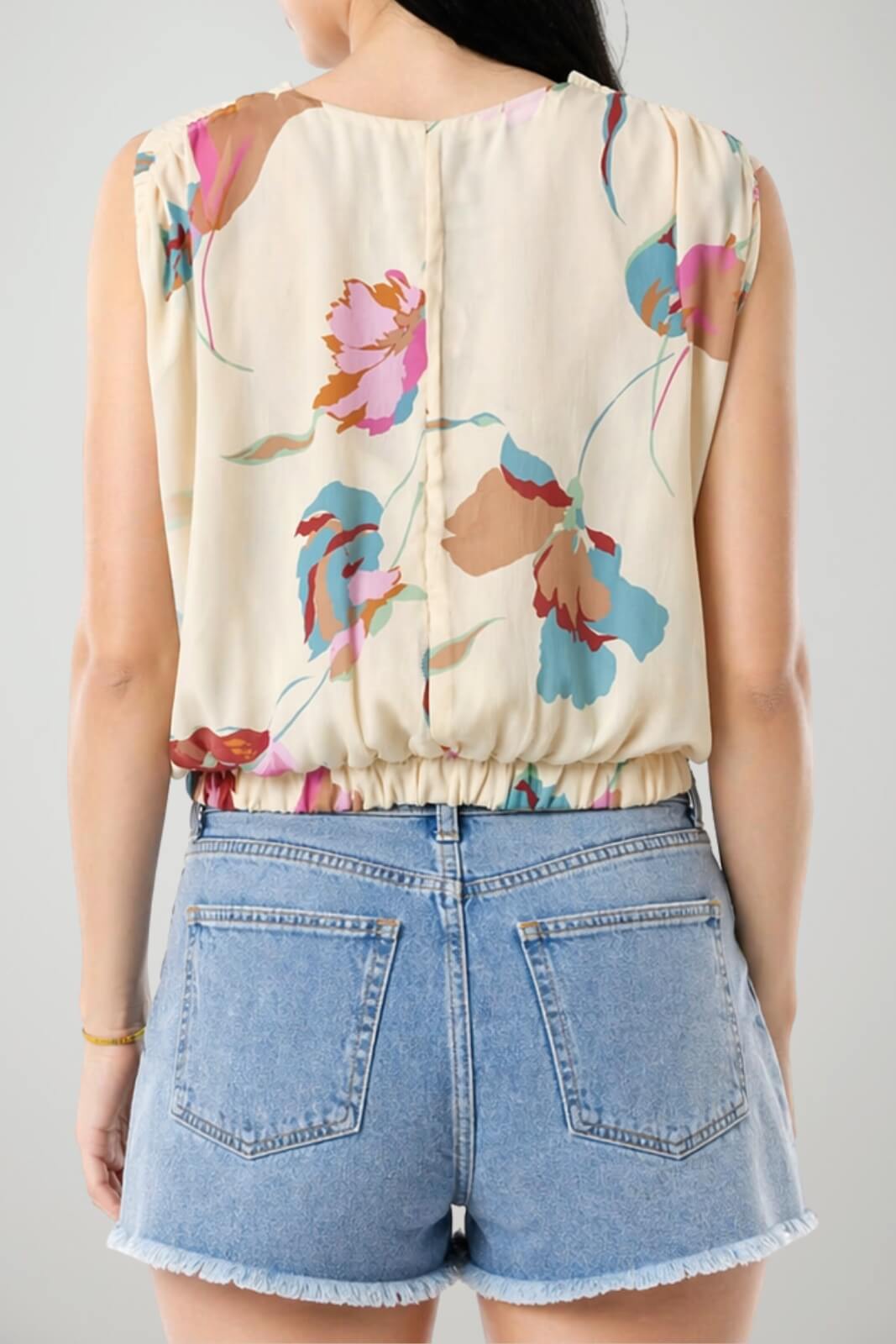 Icona Top Donna con Coulisse in Vita Fantasia Floreale
