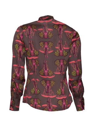 Camicia donna in raso stampa elefanti retro