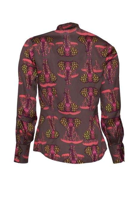 Camicia donna in raso stampa elefanti retro