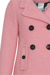 Cappotto doppiopetto in bouclè da donna dettaglio tessuto