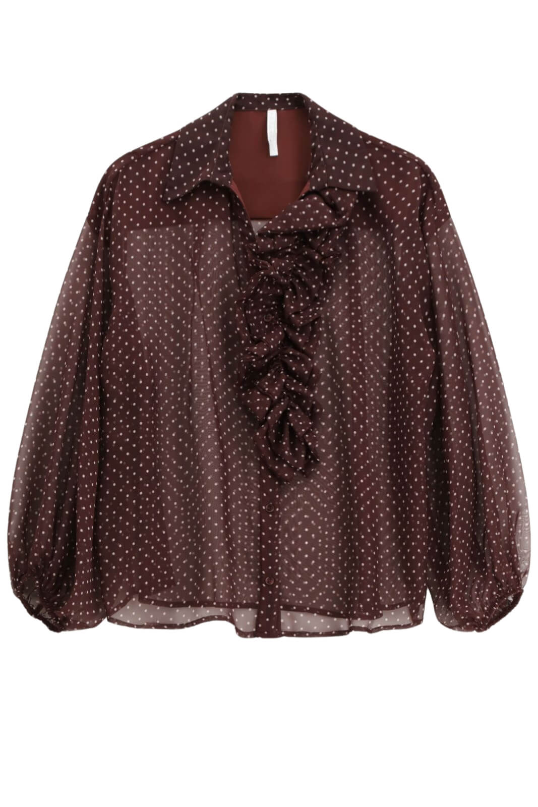 Camicia Imperial da donna a pois trasparente con maniche a sbuffo