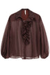 Camicia Imperial da donna a pois trasparente con maniche a sbuffo