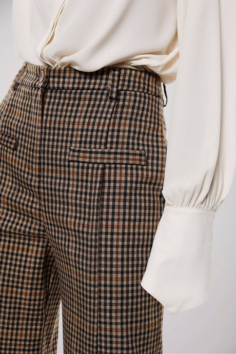 Imperial Pantaloni Donna check a vita alta