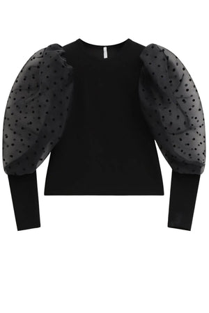 Imperial T-shirt Donna con maniche in tulle a pois