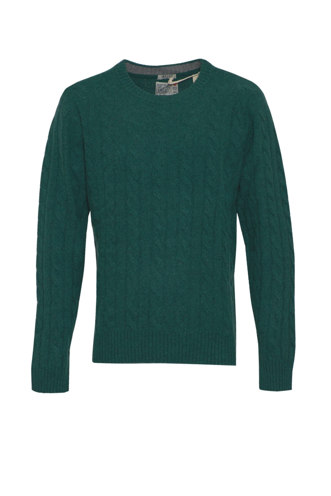 Maglione Impure da uomo a trecce in lana fronte verde