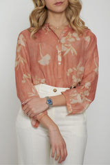 Camisa con estampado floral coreano para mujer Zhelda