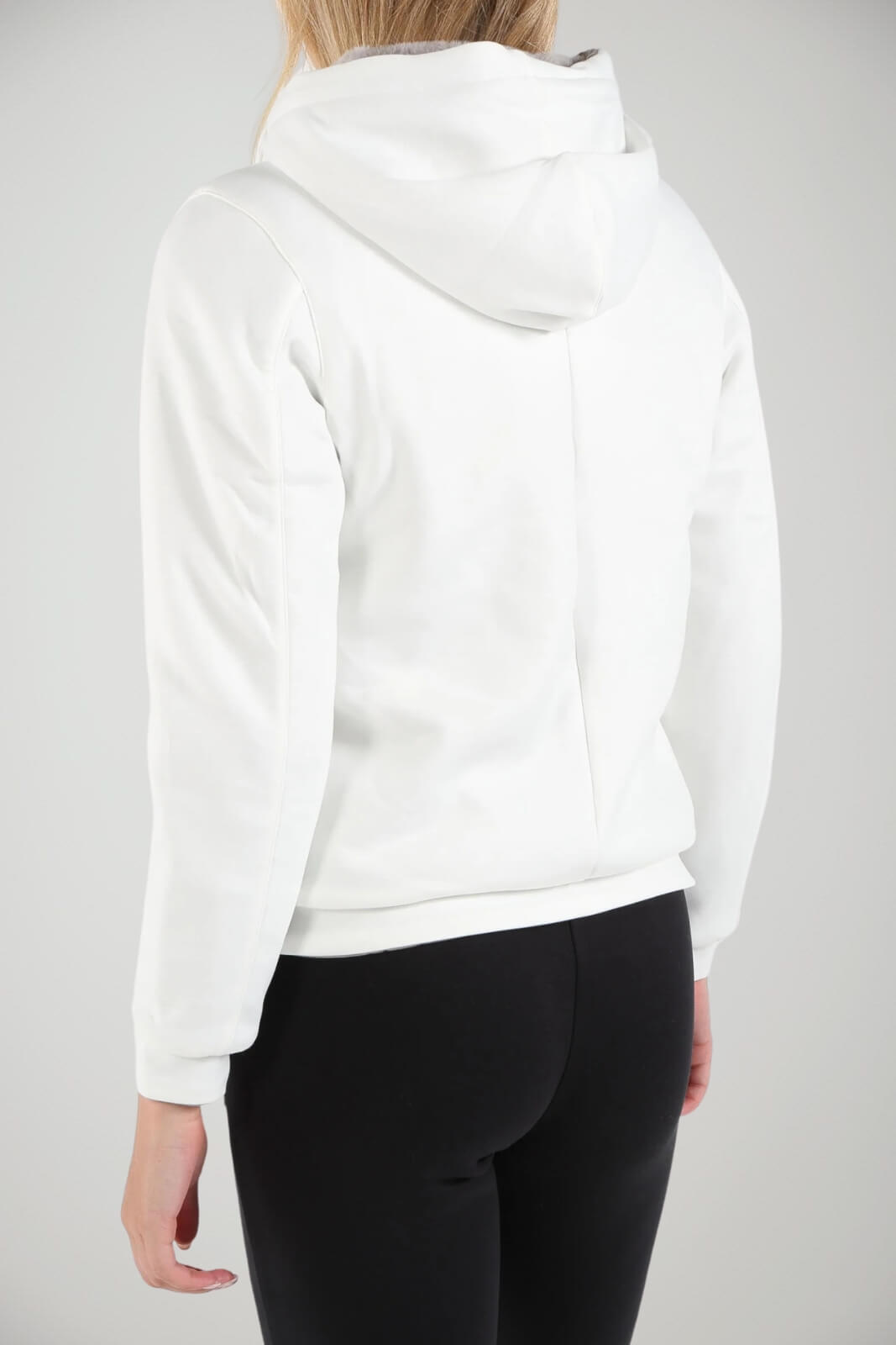 K-Way Felpa Donna Deva Light Spacer Fur reversibile / Bianco-Grigio