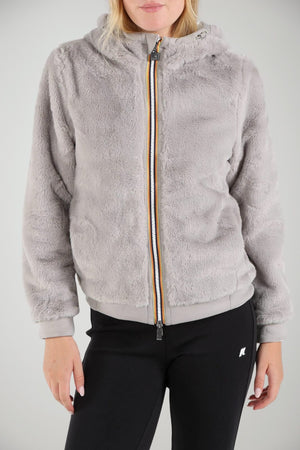 K-Way Felpa Donna Deva Light Spacer Fur reversibile / Bianco-Grigio