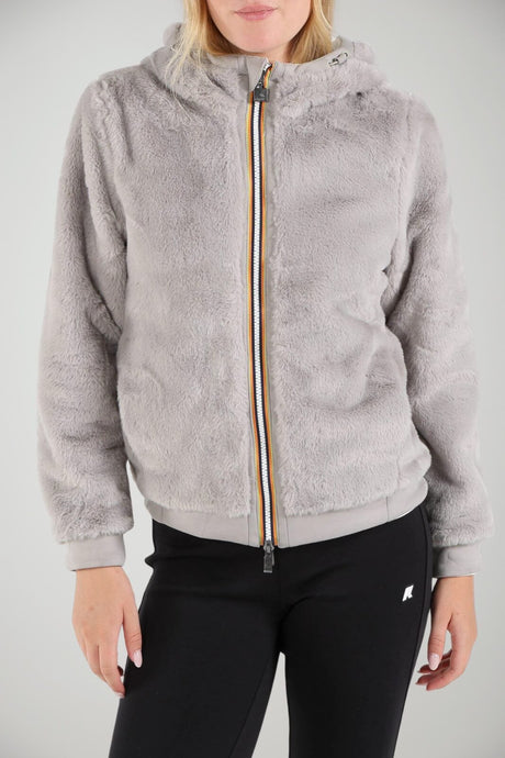 K-Way Felpa Donna Deva Light Spacer Fur reversibile / Bianco-Grigio