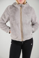 K-Way Felpa Donna Deva Light Spacer Fur reversibile / Nero-Grigio
