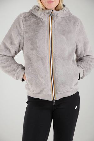 K-Way Felpa Donna Deva Light Spacer Fur reversibile / Nero-Grigio