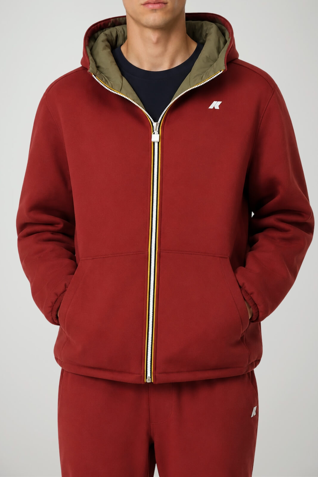 K-Way Felpa Uomo Jack Spacer Double reversibile / Rosso-Army