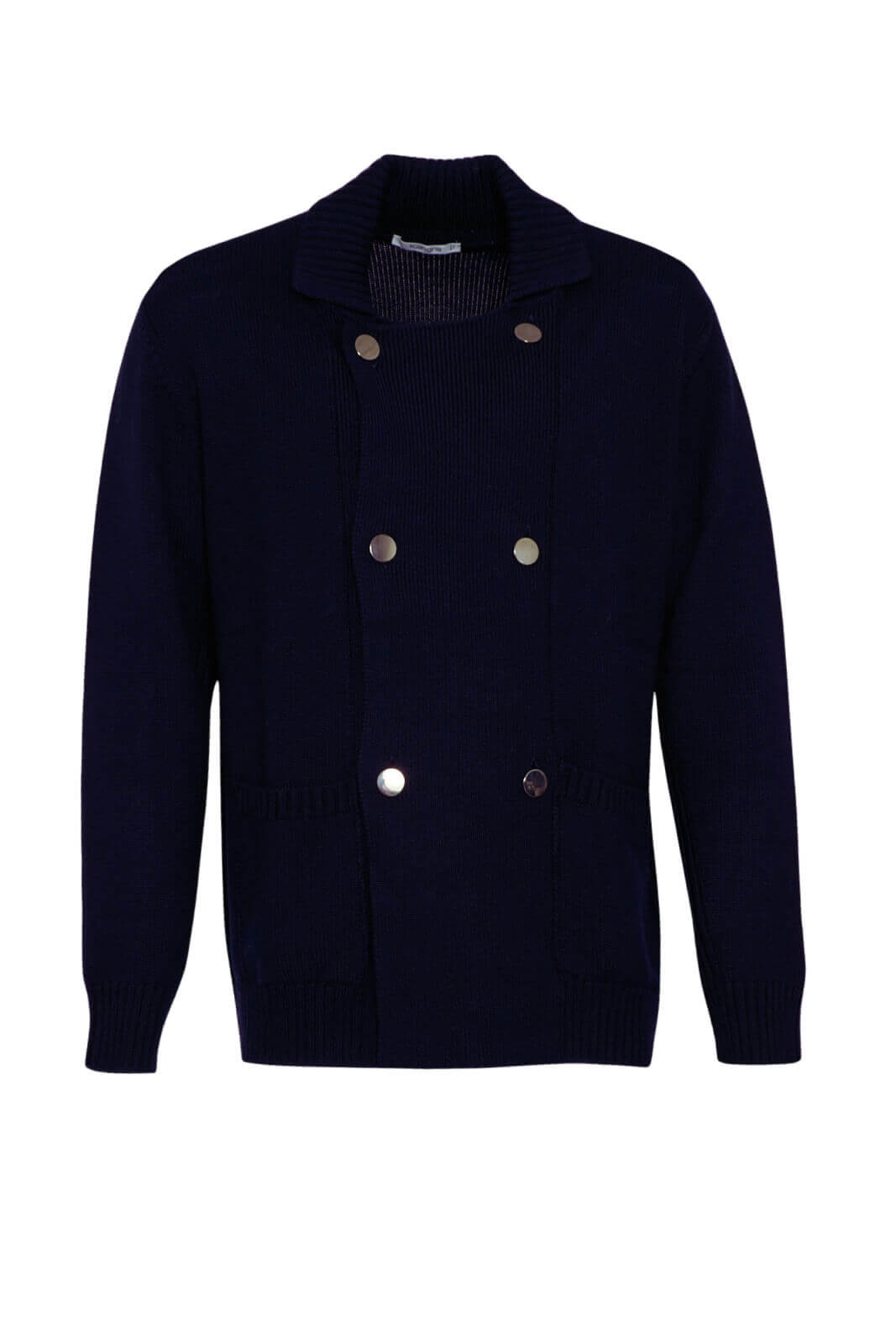 Cardigan Kangra in lana doppiopetto da uomo fronte blu navy