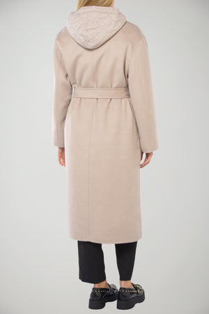 Cappotto lungo da donna Kaos con cappuccio retro