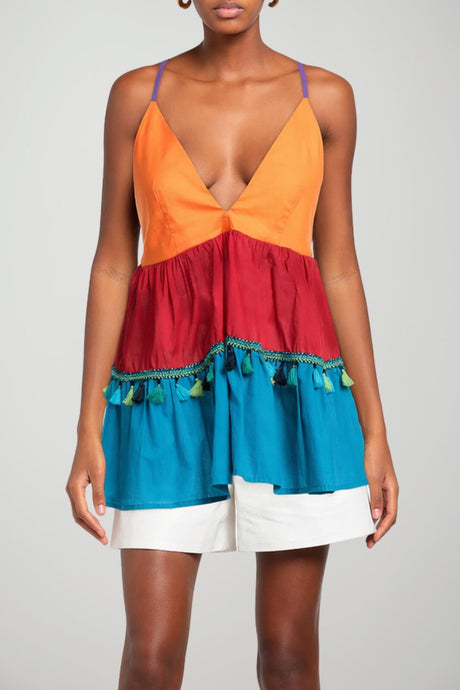 Kaos Top Donna Multicolore con Nappine
