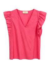 Blusa smanicata da donna con rouches