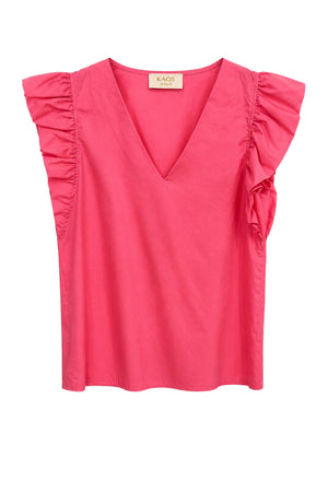 Blusa smanicata da donna con rouches