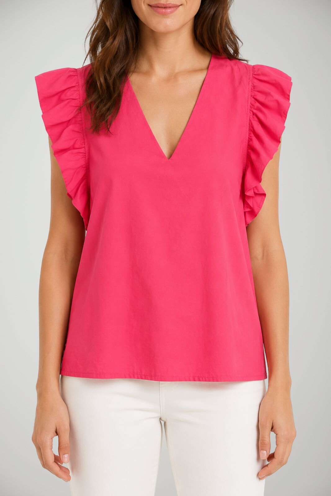 Blusa smanicata da donna con rouches