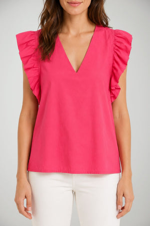 Blusa smanicata da donna con rouches