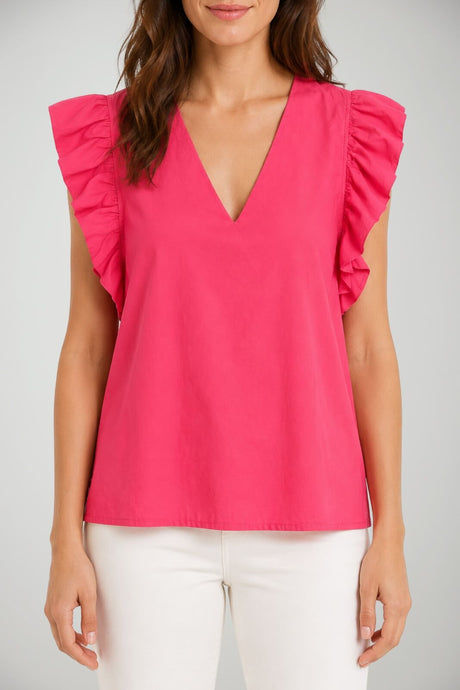 Blusa smanicata da donna con rouches