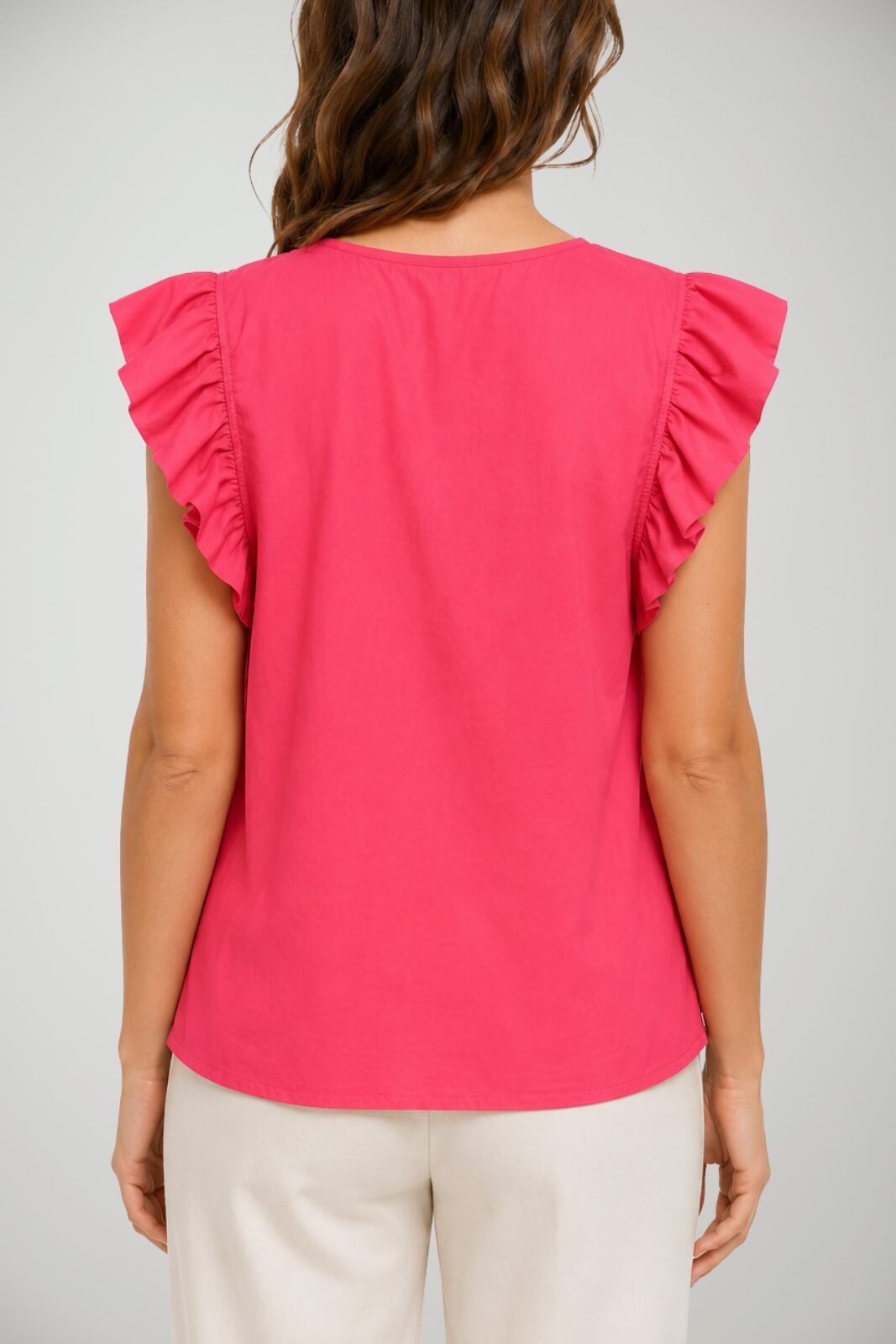 Blusa smanicata da donna con rouches