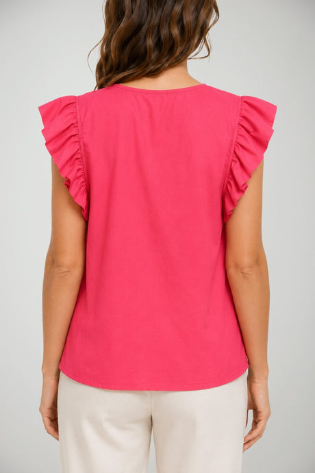 Blusa smanicata da donna con rouches