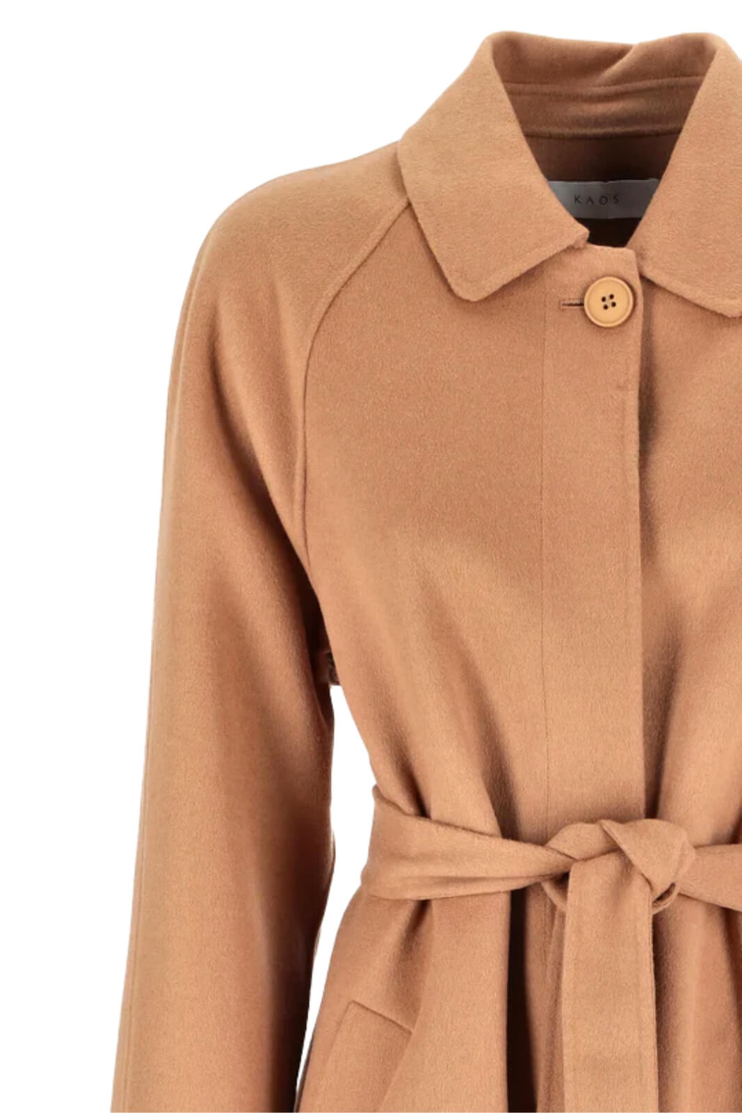Cappotto Kaos lungo da donna in panno dettaglio