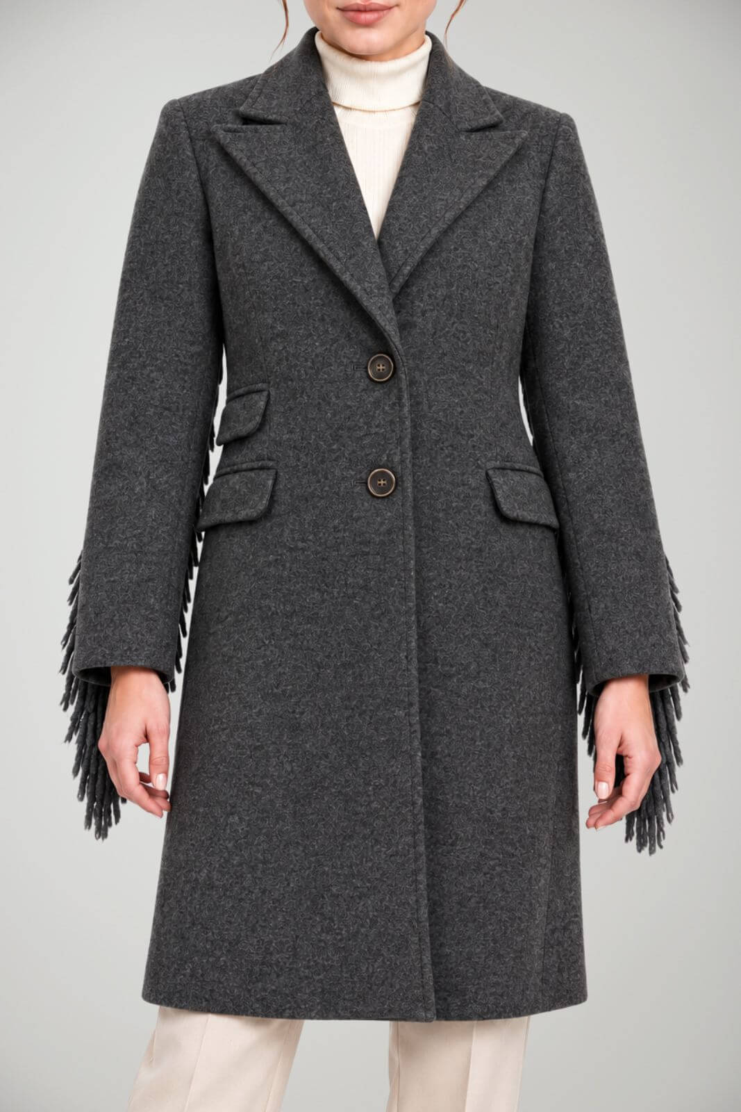Kaos Cappotto Donna Monopetto con frange