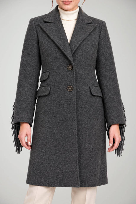 Kaos Cappotto Donna Monopetto con frange