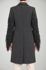 Kaos Cappotto Donna Monopetto con frange