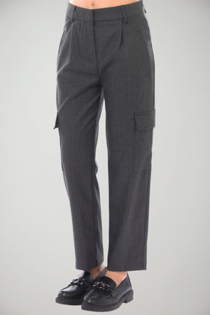 Pantaloni da donna Kaos modello cargo gessati con pences