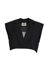 Dixie Gilet Donna gessato con orli sfrangiati