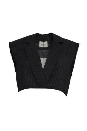 Dixie Gilet Donna gessato con orli sfrangiati