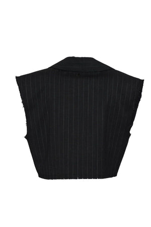 Dixie Gilet Donna gessato con orli sfrangiati