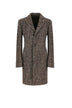 Cappotto LBM 1911 da uomo monopetto lungo in trama spinata fronte