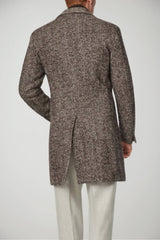 Cappotto LBM 1911 da uomo monopetto lungo in trama spinata retro