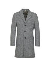 Cappotto LBM 1911 da uomo monopetto lungo in trama spinata fronte colore grigio