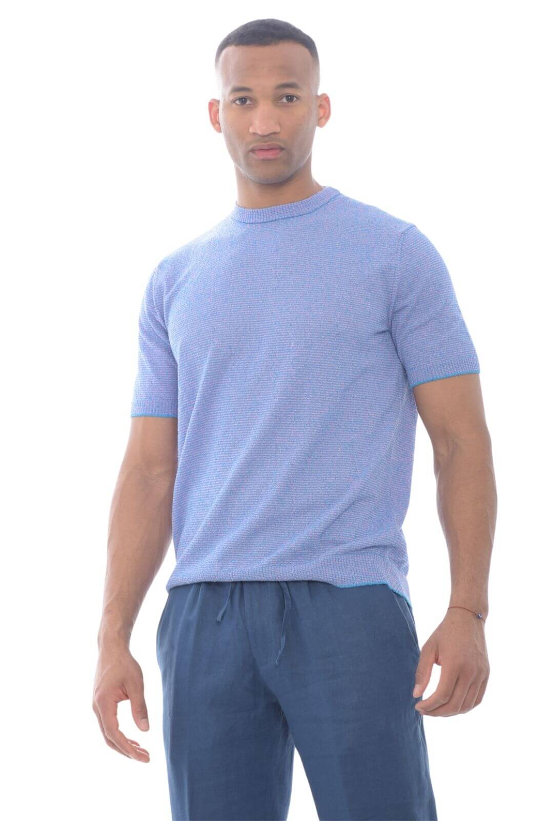 Gallia T Shirt uomo in filo fantasia rigata