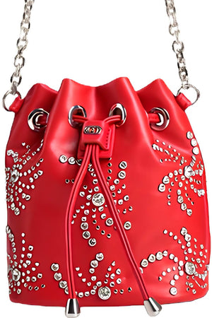 La Carrie Borsa Donna a Secchiello in Ecopelle con Strass