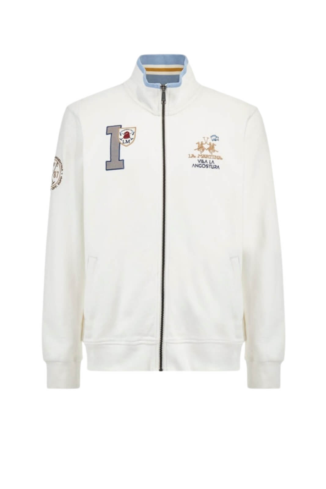 Felpa da uomo La Martina con zip e patch fronte