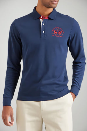 Polo da uomo La Martina in jersey maniche lunghe fronte 1