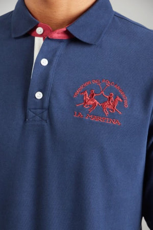 Polo da uomo La Martina in jersey maniche lunghe dettaglio
