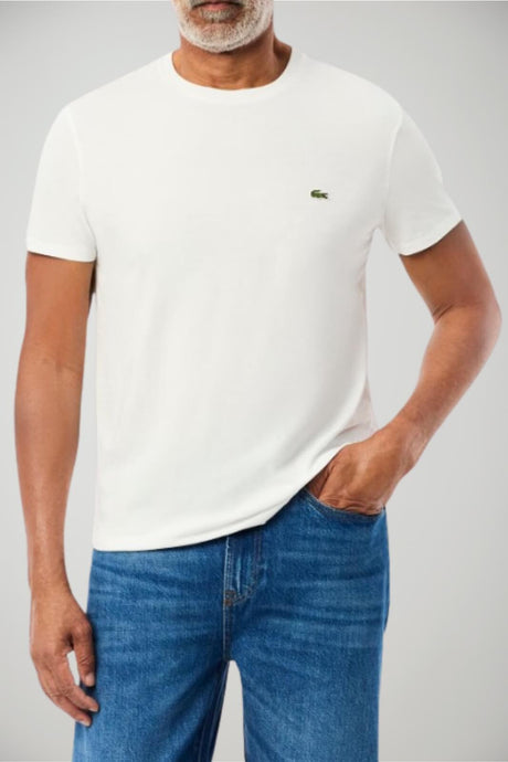 T-shirt da uomo Lacoste in cotone a maniche corte con logo fronte 1