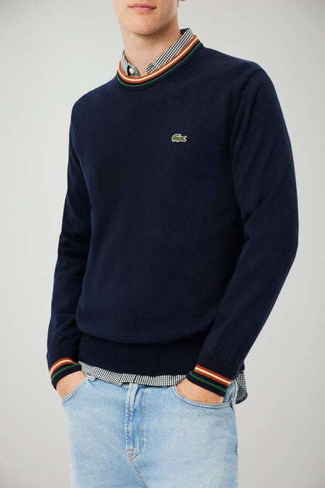 Lacoste Maglia Uomo in cotone e bordi multicolore